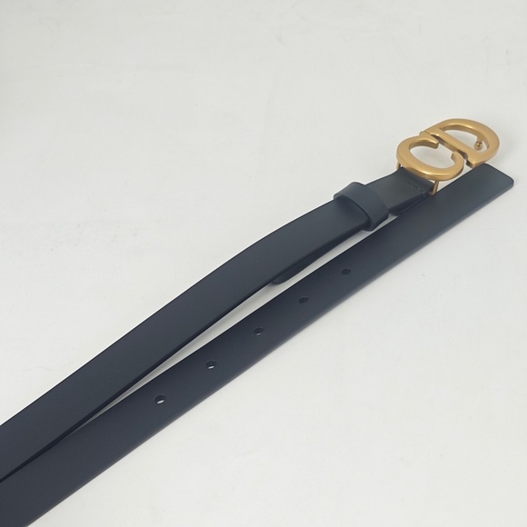 Dior Black Leather Belt with Gold CD Buckle - Picture 6 of 9